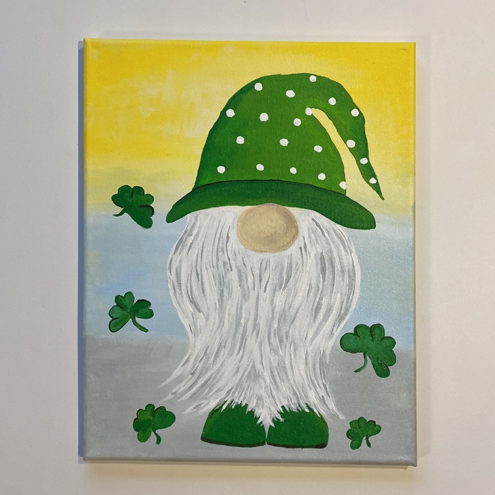 Lucky Gnome 14” x 11” Original Art Decor Wall Hanging Painting - Picture 11 of 11